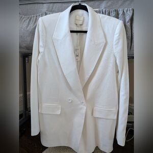 Favorite Daughter Double Breasted Linen The Suits You Blazer In White
